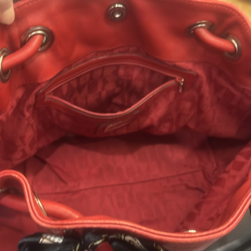 Furla Red Leather Satchel with Unbranded Twilly Detail EUC - Picture 12 of 16